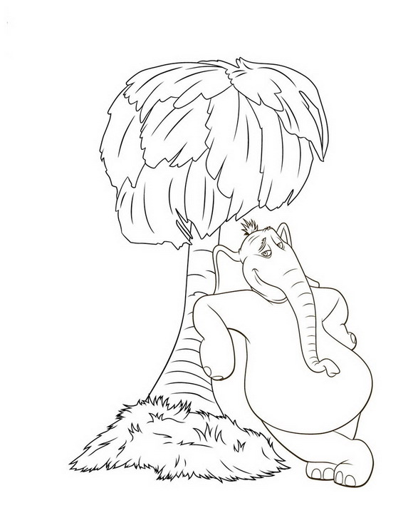 Plansa de colorat cu Horton Dr. Seuss 54 50